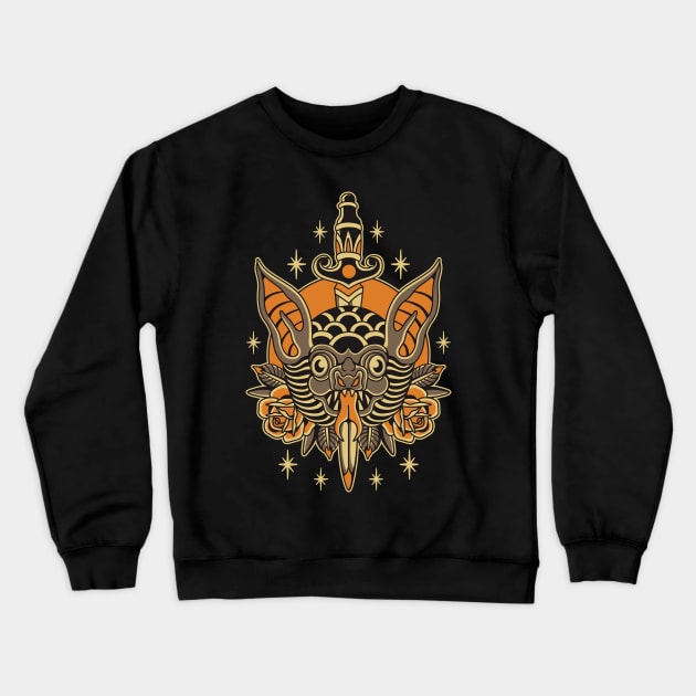 Traditional tattoo bat Crewneck Sweatshirt by Abrom Rose